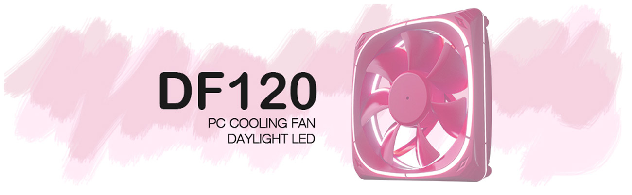 Vetroo DF120 120mm Case Fan White LED Lighting PC Cooling Fan Pink Fan Frame Pink